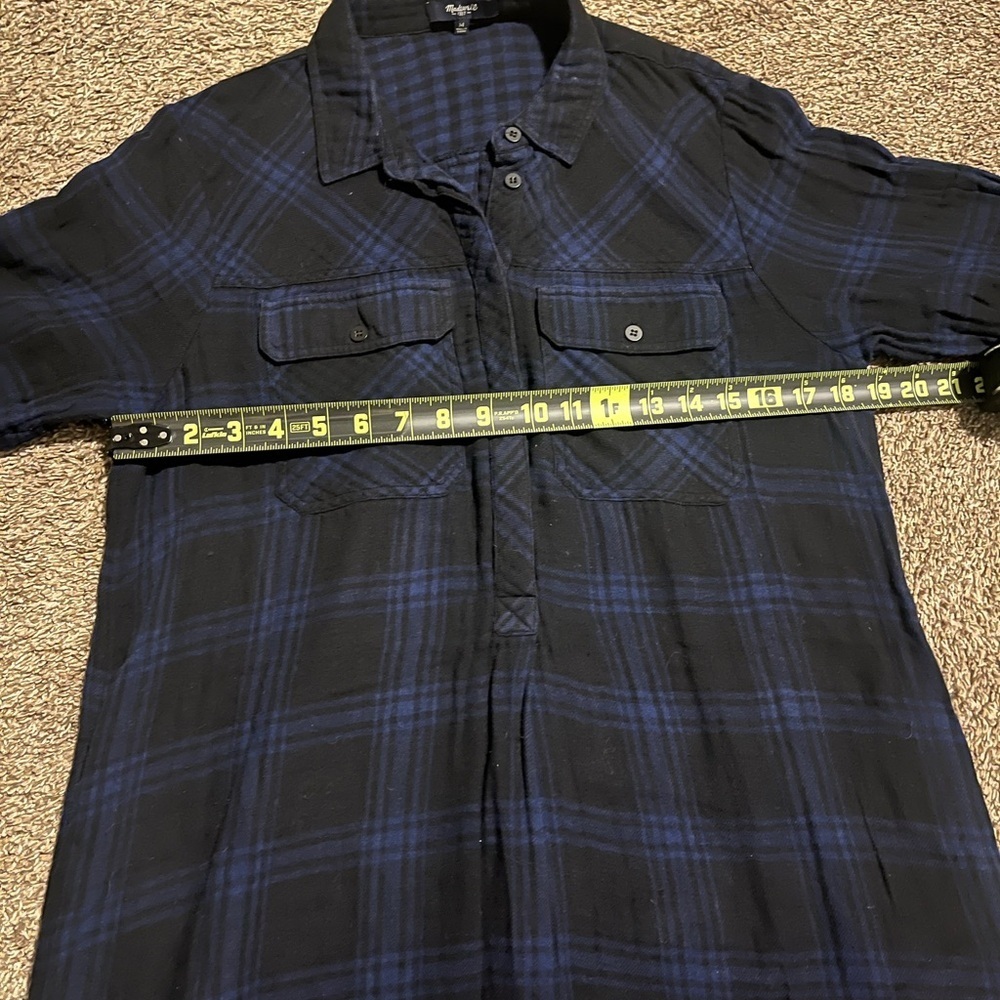 Madewell Women's Lumberjack Chic Relaxed Blue Flannel Daywalk Shirt Dress - Picture 7 of 8